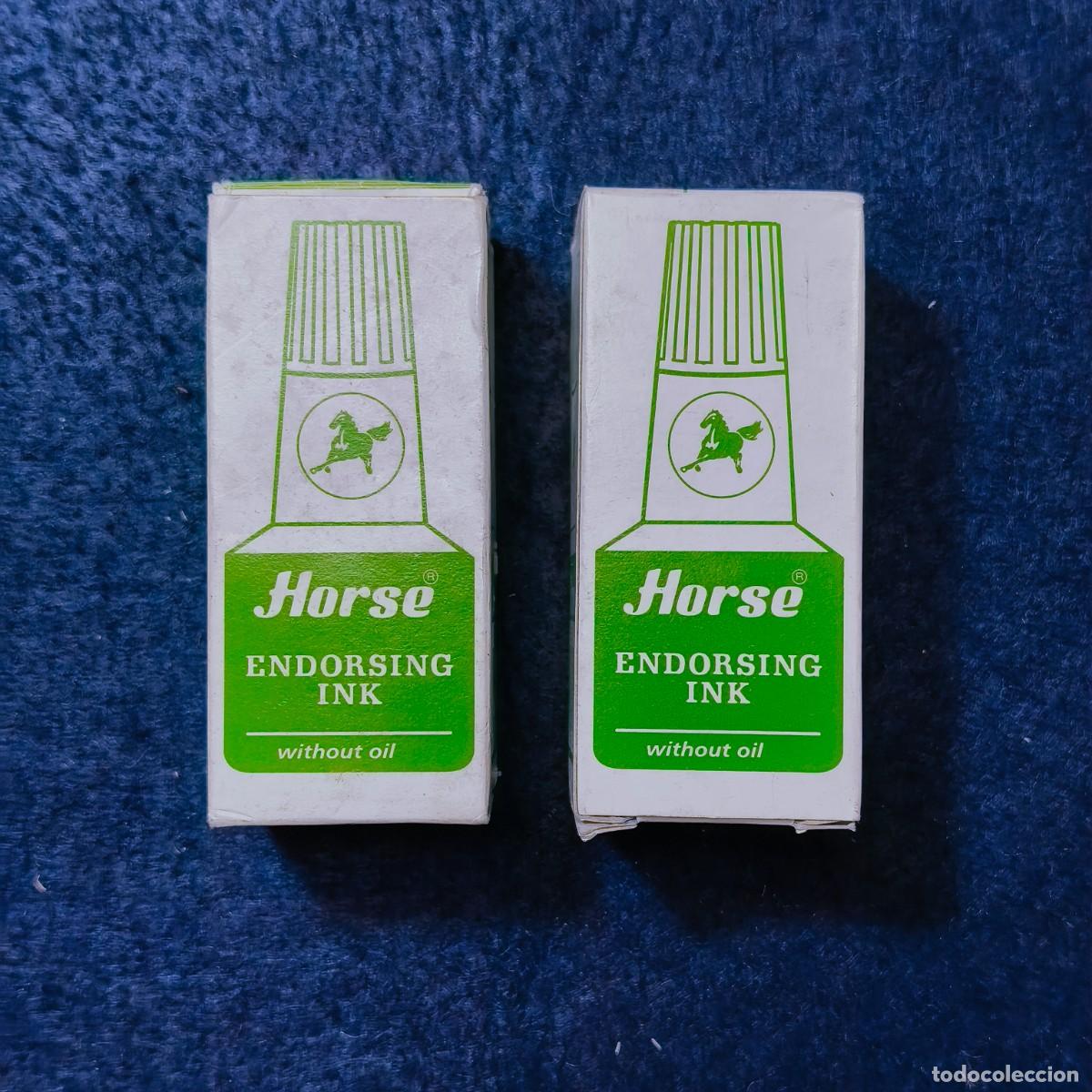 Writing Items: 2 BOTES DE TINTA HORSE ENDORSING INK. VERDE SIN USAR