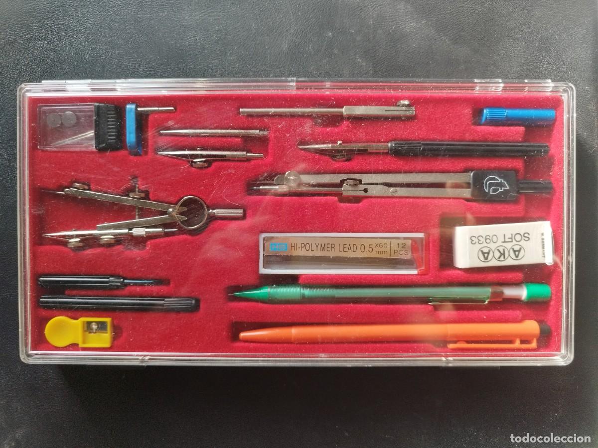 Scrivania: ​Antiguo estuche de dibujo t&eacute;cnico vintage (c. 1970-1980) - Completo y NUEVO SIN USAR / Nos