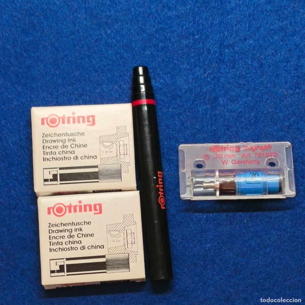 Escriban&iacute;a: PLUMA Y PUNTERO ROTRING ISOGRAPH 0,70 MM CON 10 CATUCHOS TINTA NEGRA. SIN USAR