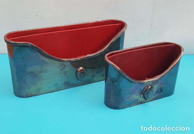 Escriban&iacute;a: JUEGO DE ESCRITORIO SOHEN, PORTACARTAS PORTASOBRES TARJETERO, COBRE/LAT&Oacute;N, A&Ntilde;OS 60/70