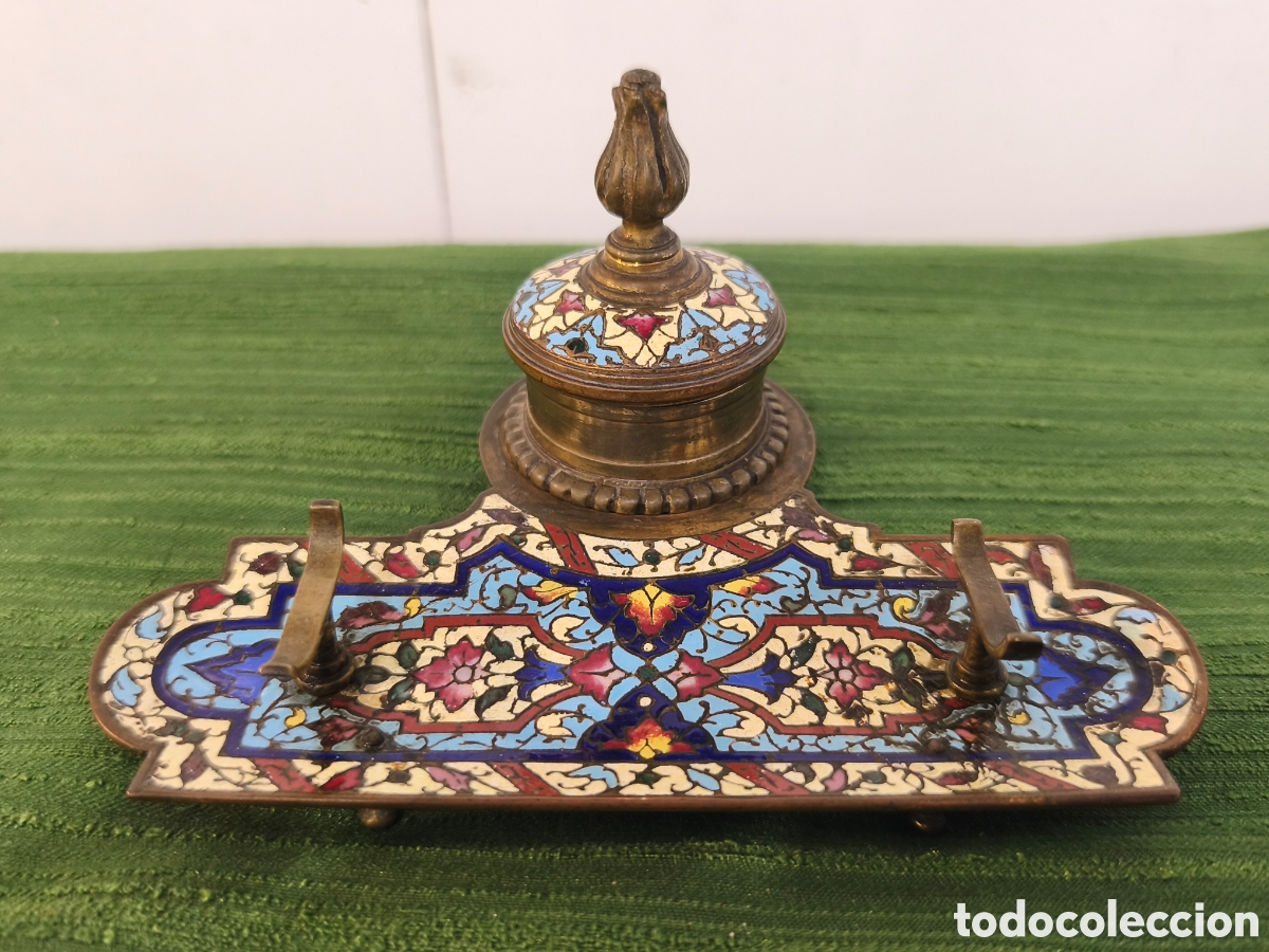 Escriban&iacute;a: Antiguo tintero cloisone 15cm