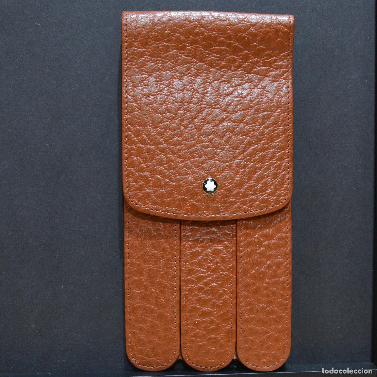 Escriban&iacute;a: ESTUCHE DE PIEL MONTBLANC PARA 3 ARTICULOS DE ESCRITURA