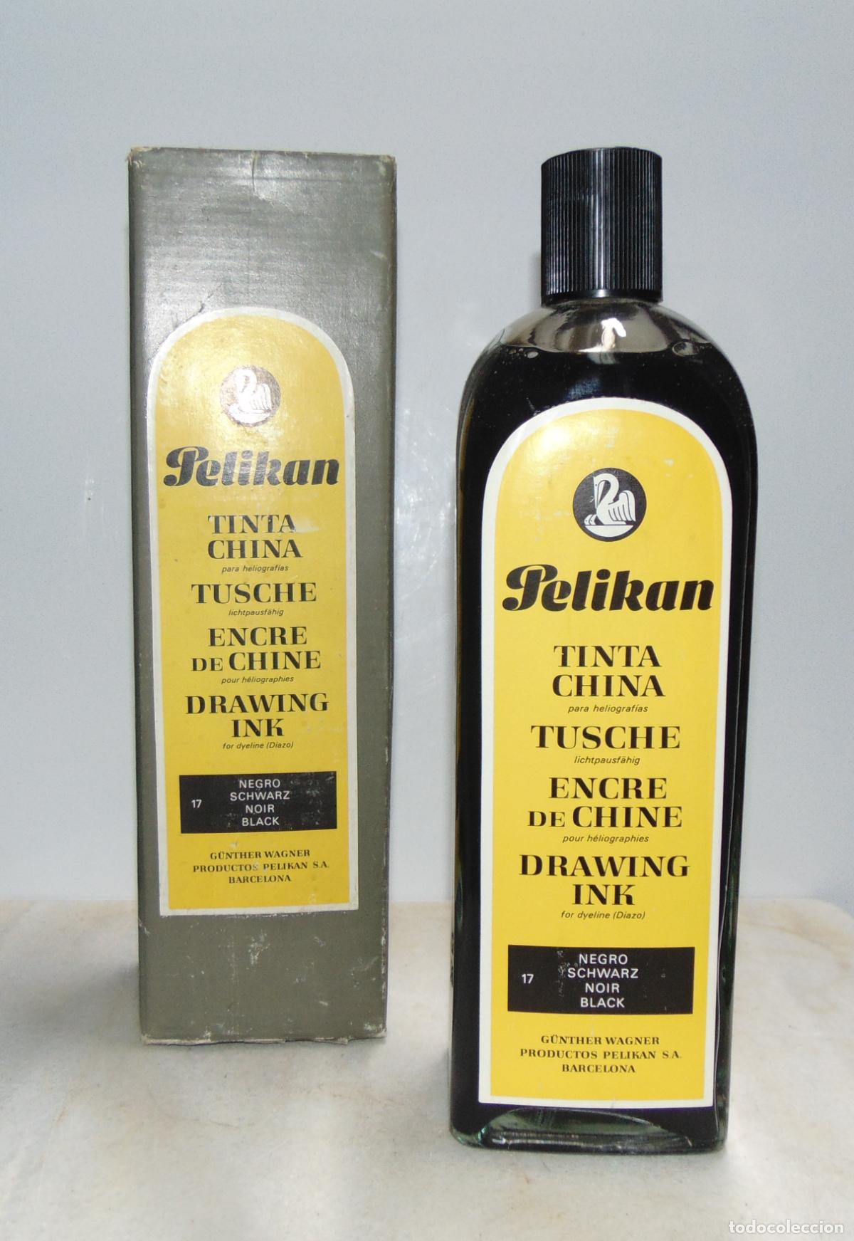 Escriban&iacute;a: ANTIGUA TINTA CHINA NEGRA PELIKAN, 1L. CON CAJA ORIGINAL, NUEVO