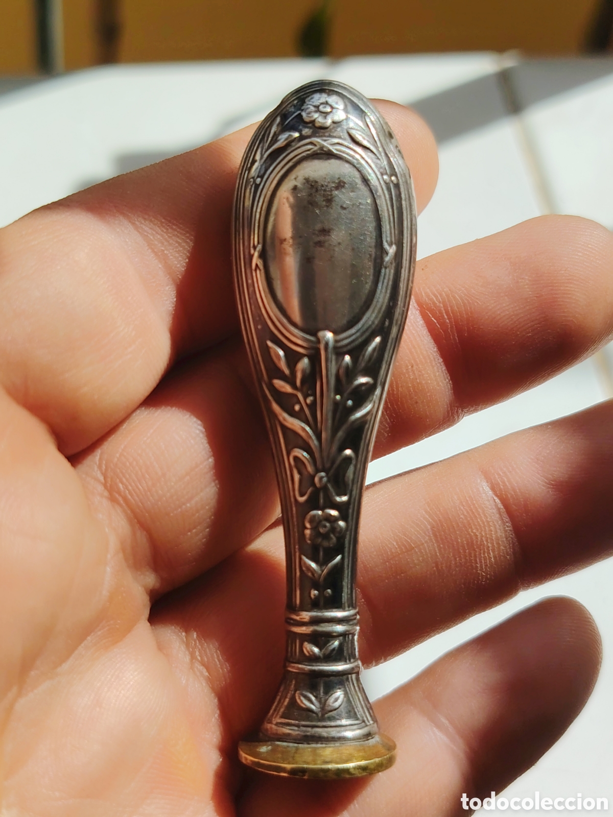 Escriban&iacute;a: ANTIGUO SELLO LACRE EN PLATA ART NOUVEAU