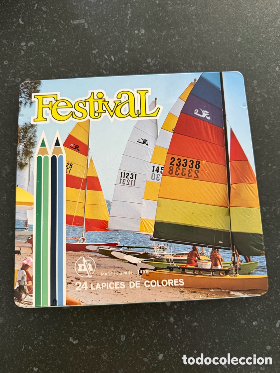Schreibwaren: Caja Met&aacute;lica 24 L&aacute;pices de Colores FESTIVAL (Masats) - A&ntilde;os 70 - ref 1458