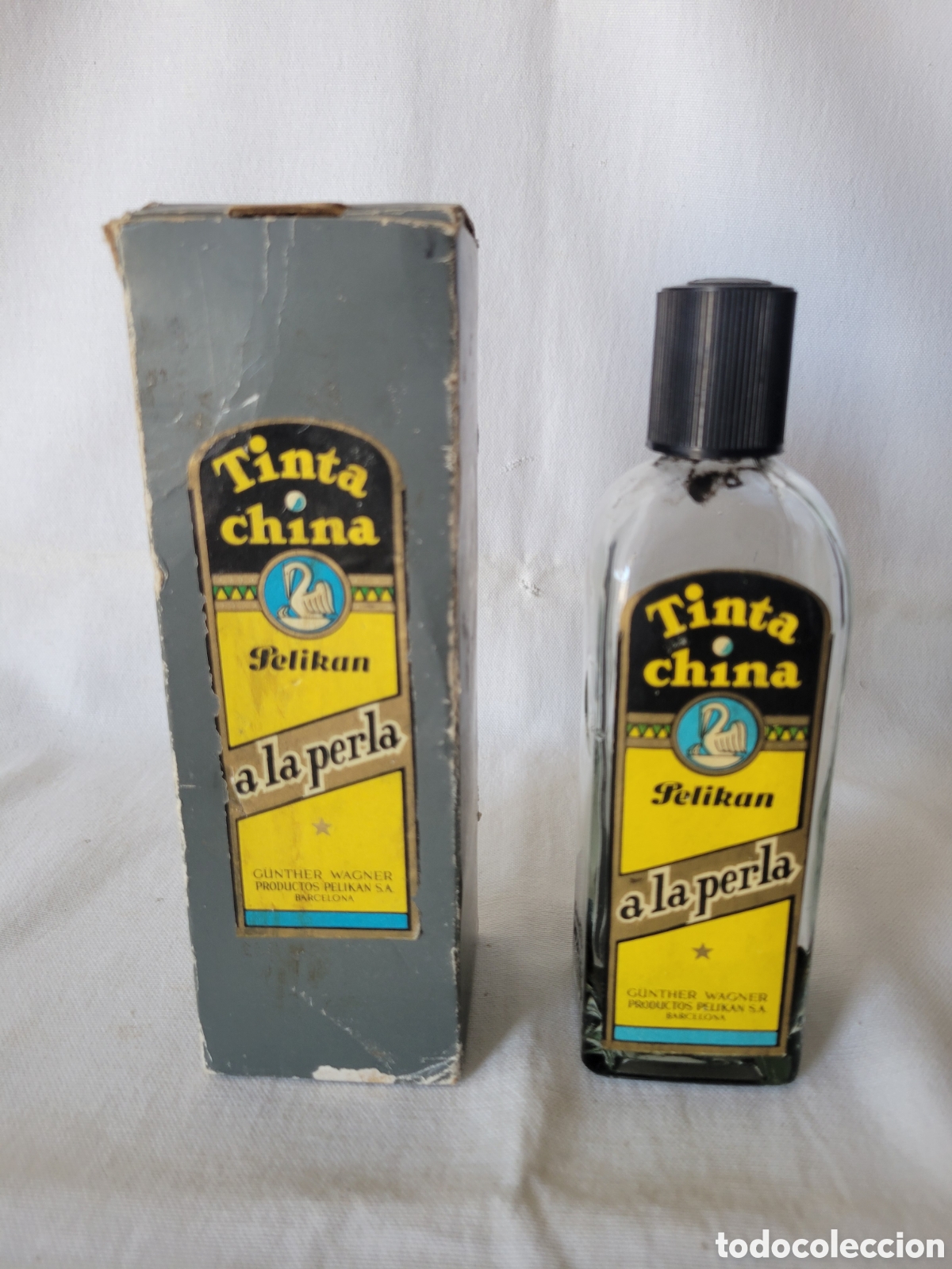 Escriban&iacute;a: ANTIGUO TARRO DE TINTA CHINA A LA PERLA PELIKAN 1/4 LITRO