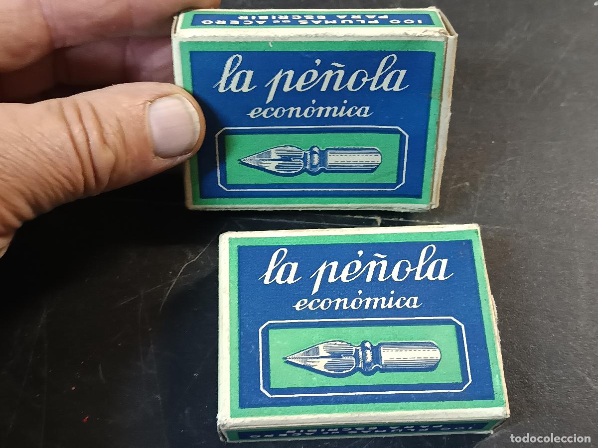 Escrita: ANTIGUA CAJA DE PLUMILLAS LA PE&Ntilde;OLA. COMPLETA. A ESTRENAR.ORIGINAL.100 PLUMAS DE ACERO PARA ESCRIBIR