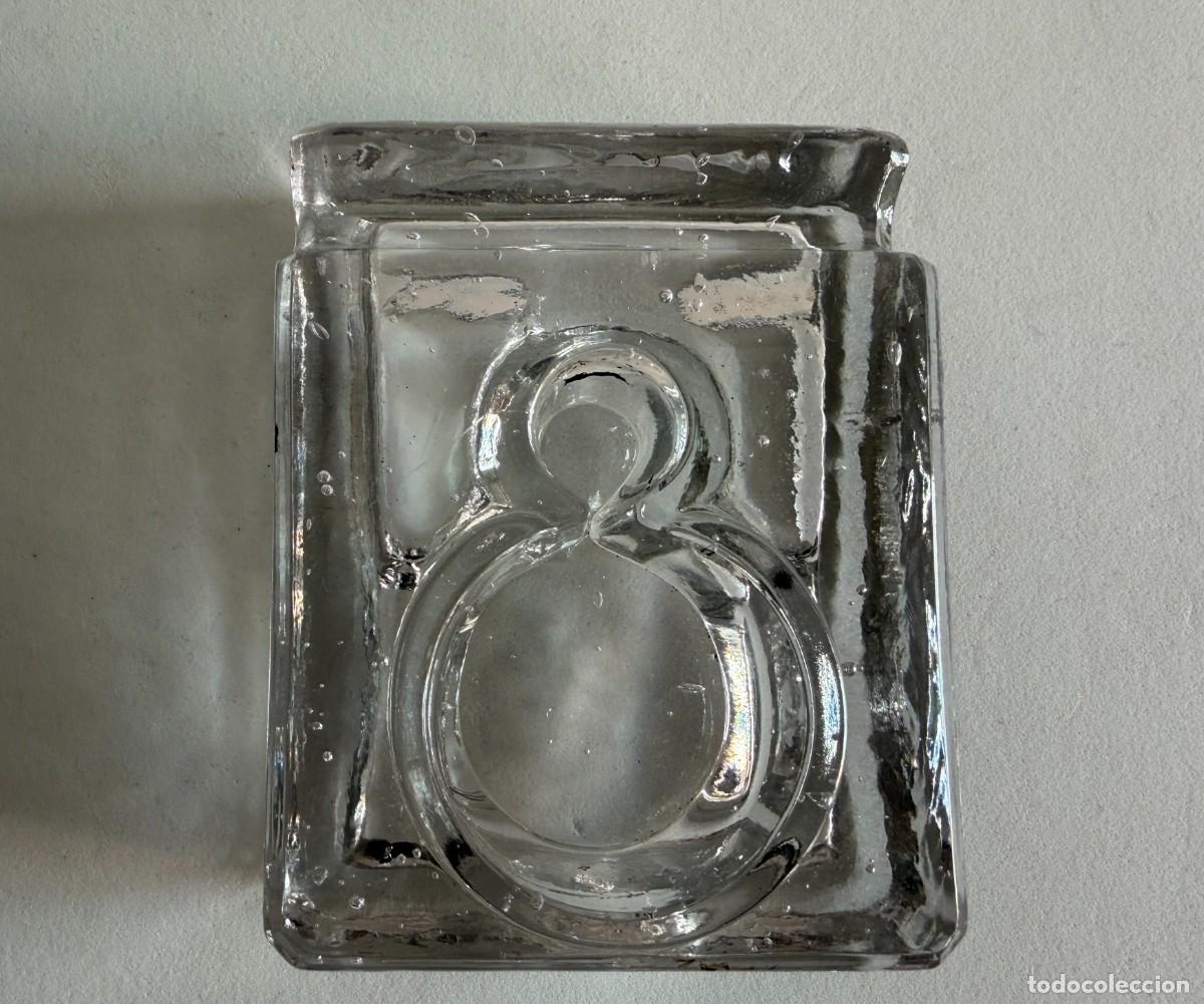 Escriban&iacute;a: Tintero antiguo cristal grueso macizo dise&ntilde;o mid century vintage escritorio
