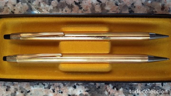 Estilogr&aacute;ficas antiguas, bol&iacute;grafos y plumas: Sonica. Juego de boligrafo y portaminas dorados a&ntilde;os 80 a estrenar