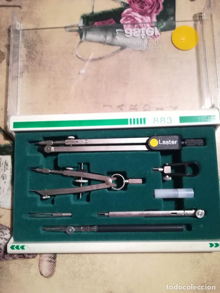 Estilogr&aacute;ficas antiguas, bol&iacute;grafos y plumas: Juego de comp&aacute;s Laster 883 - Foto 4