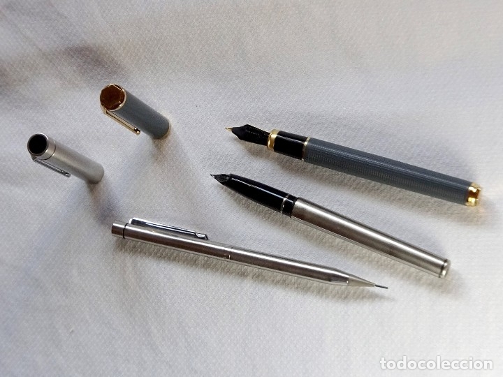 Estilográficas antiguas, bolígrafos y plumas: Conjunto de pluma estilográfica y lápiz portaminas (SHEAFFER), más otra pluma de regalo… - Foto 5 - 178930212