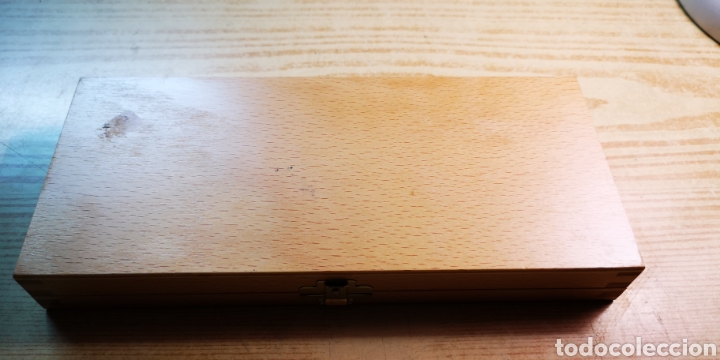 Estilogr&aacute;ficas antiguas, bol&iacute;grafos y plumas: Conjunto compas Mark de madera a estrenar - Foto 4