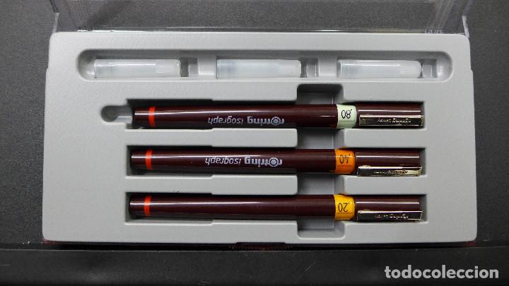 Estilogr&aacute;ficas antiguas, bol&iacute;grafos y plumas: JUEGO DE ROTRING ISOGRAPH - Foto 4