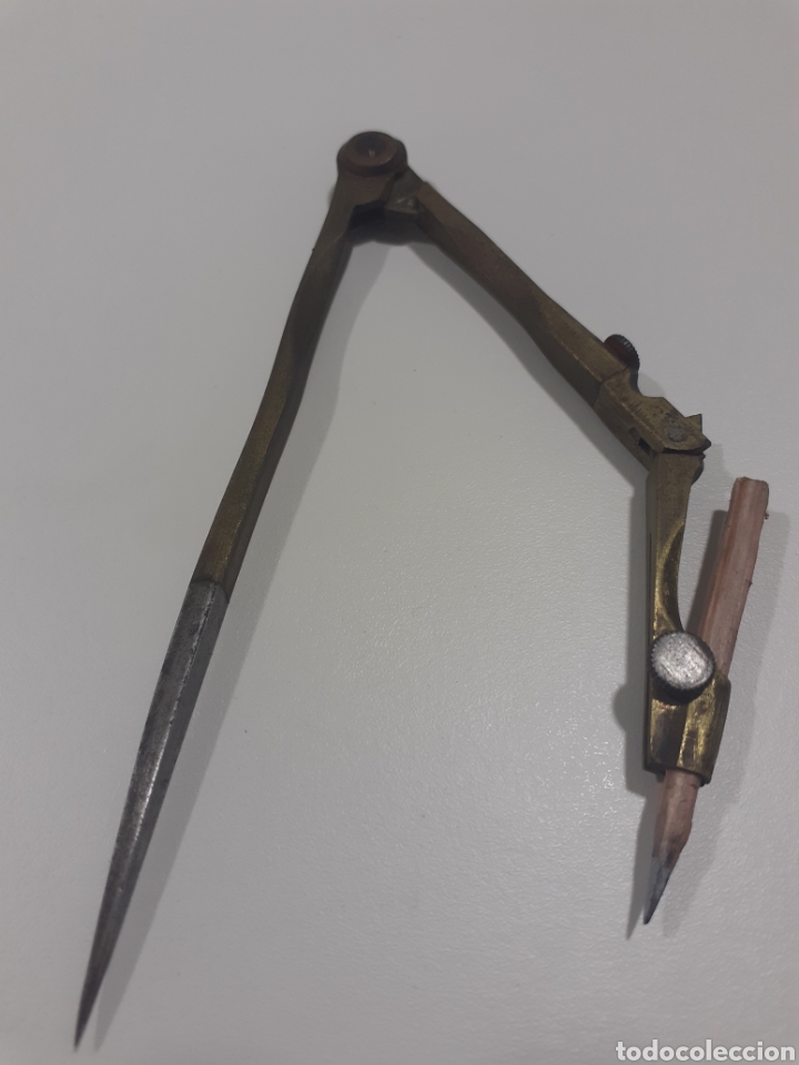 Estilogr&aacute;ficas antiguas, bol&iacute;grafos y plumas: Antiguos compas de bronce y acero - Foto 4