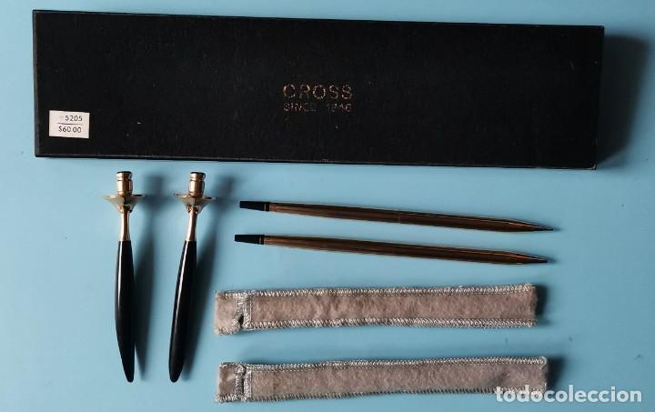 Estilográficas antiguas, bolígrafos y plumas: Vintage CROSS - Juego de escritorio (DESK SET) Cristal Negro - 12 KT - Foto 5 - 339289078