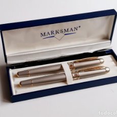 Canetas de tinta permanente antigas, esferográficas e plumas: MARKSMAN SET DE BOLIGRAFO Y PLUMA METALICOS. Lote 360205270