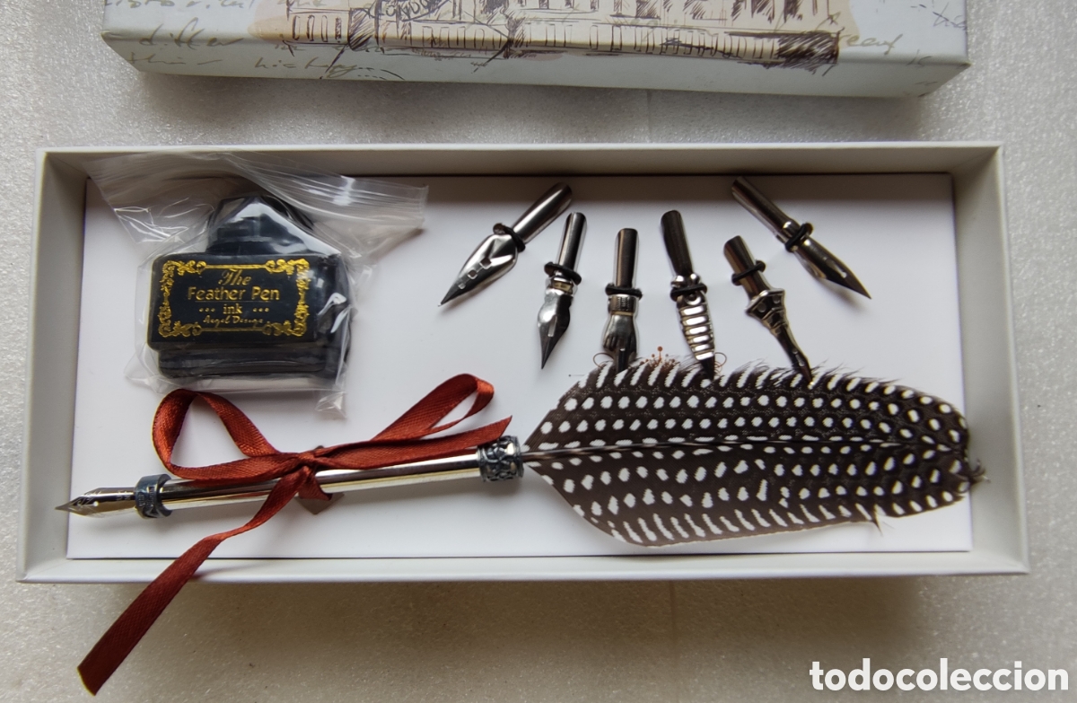 Estilogr&aacute;ficas antiguas, bol&iacute;grafos y plumas: Set de caligrafia - Foto 2