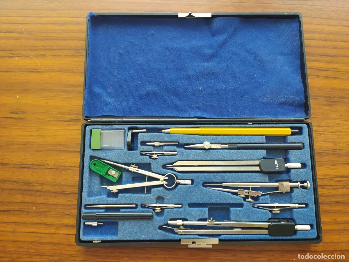 Estilogr&aacute;ficas antiguas, bol&iacute;grafos y plumas: ESTUCHE COMPASES ARTES - Foto 1