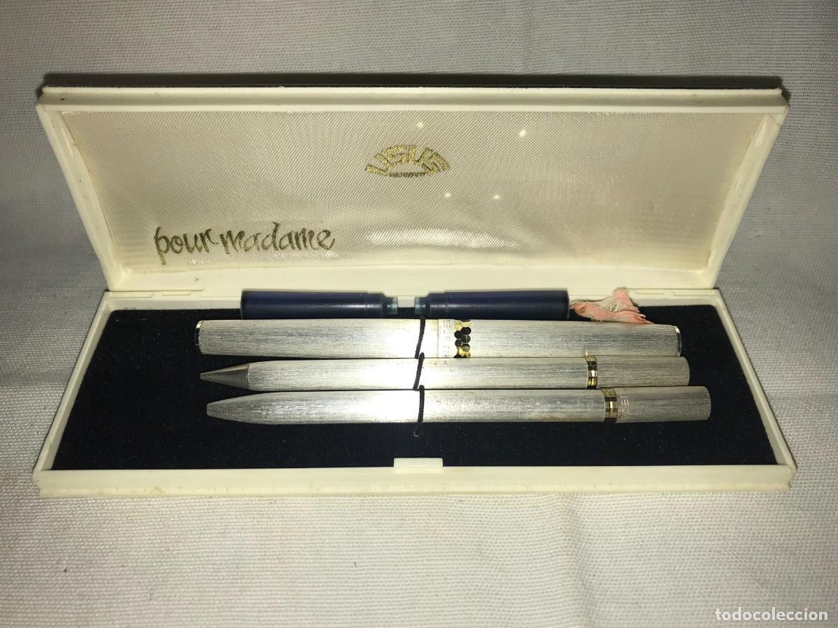 Estilogr&aacute;ficas antiguas, bol&iacute;grafos y plumas: Antiguo Juego de estilogr&aacute;fica,ballpen y lapiz mec&aacute;nico USUS Pour Madame.Alemania