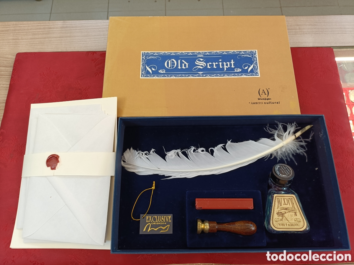 Estilogr&aacute;ficas antiguas, bol&iacute;grafos y plumas: CAJA SET DE ESCRIBANIA - Foto 1