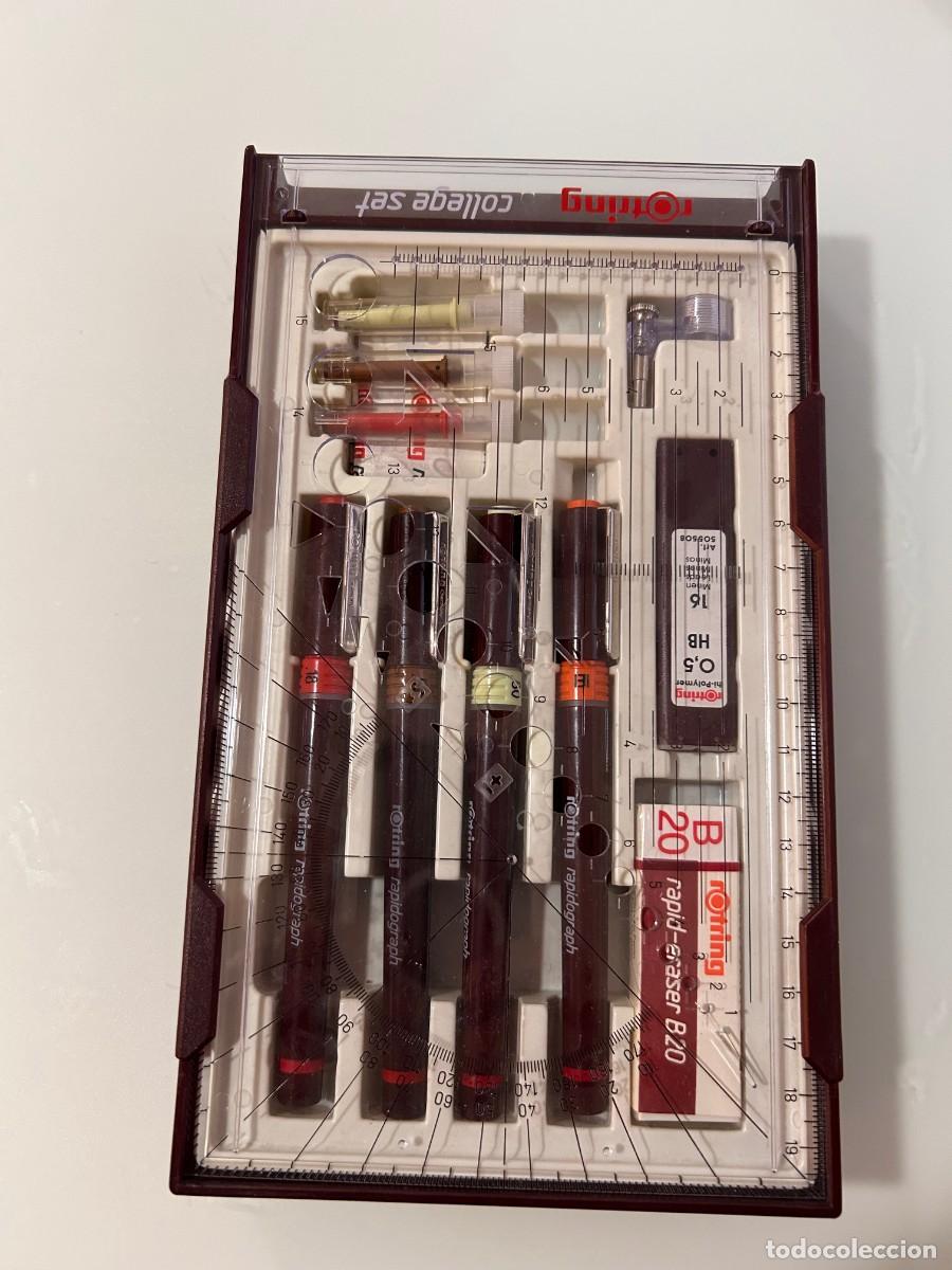 Estilogr&aacute;ficas antiguas, bol&iacute;grafos y plumas: Estuche Rotring Rapidograph completo - Foto 2