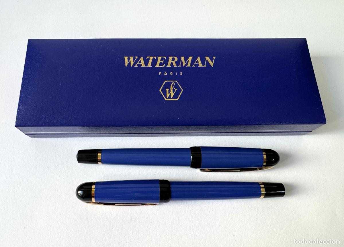 Old Fountain Pens, Pens and Pen Nibs : WATERMAN PARIS, SET KULTUR BLUE PLUMA Y ROLLER, MADE IN FRANCE