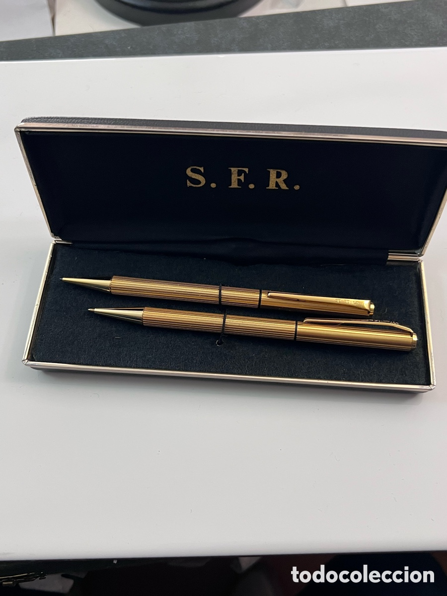 Estilogr&aacute;ficas antiguas, bol&iacute;grafos y plumas: bol&iacute;grafo portaminas S.F.R chapado en oro como nuevo