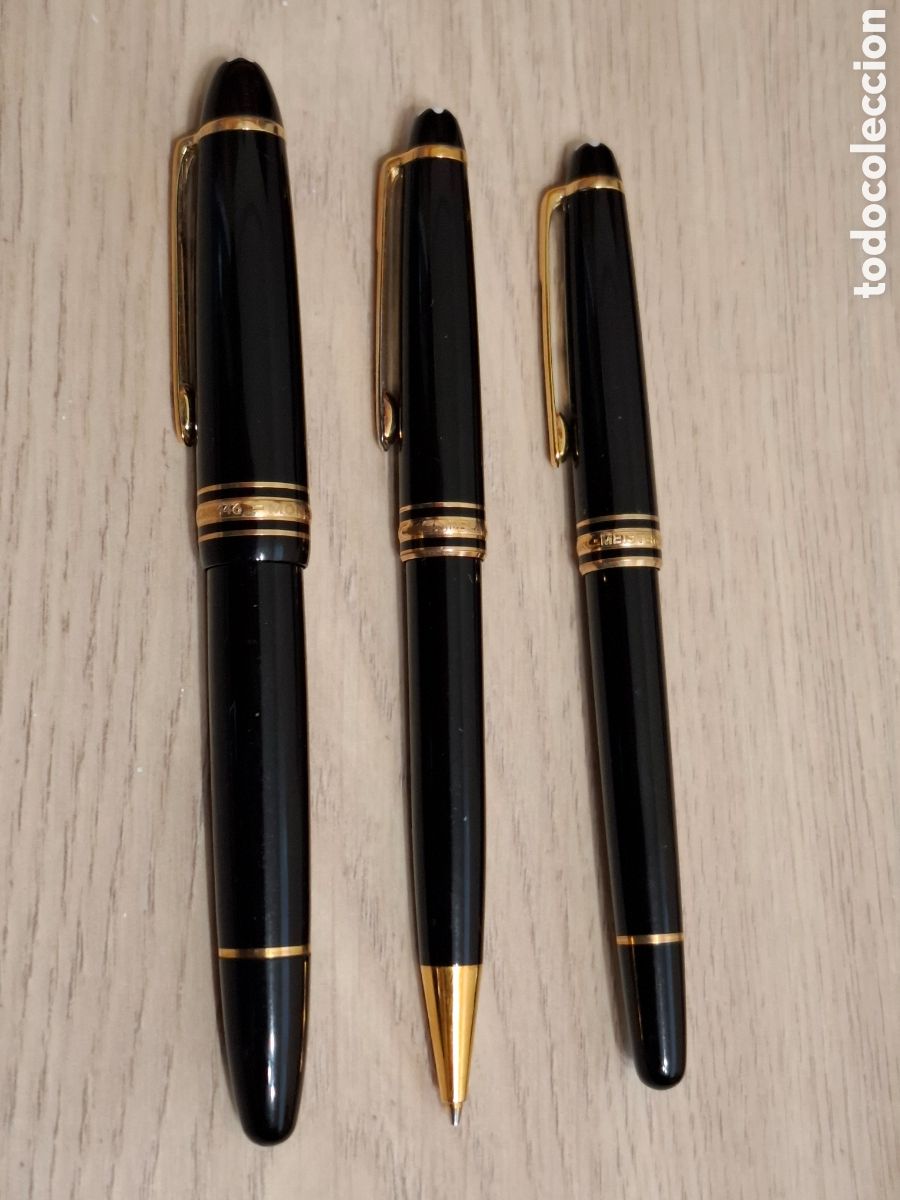 Estilogr&aacute;ficas antiguas, bol&iacute;grafos y plumas: Montblanch Meisterstuck 146, conjunto de pluma, bol&iacute;grafo y portaminas en estuche de piel