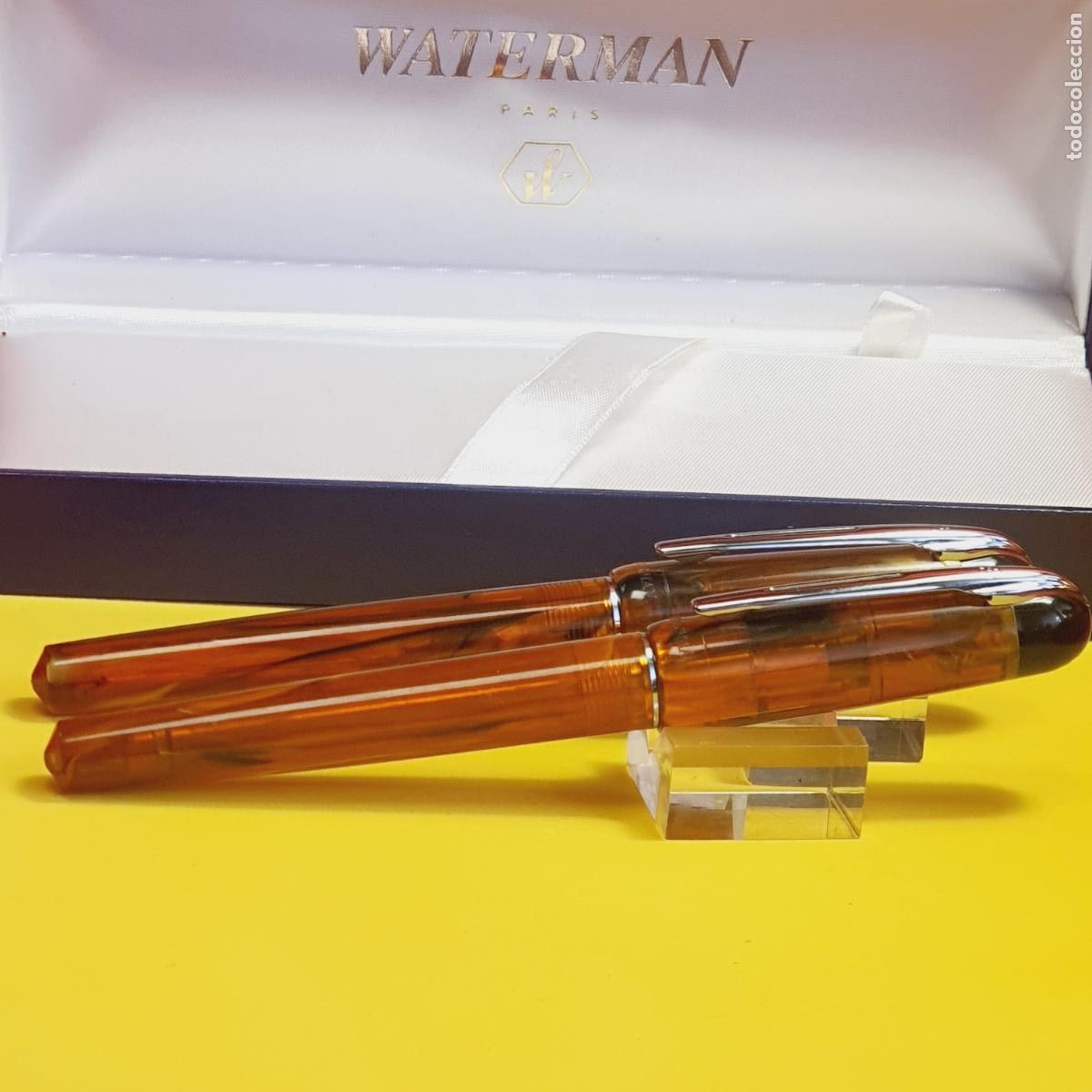 Estilogr&aacute;ficas antiguas, bol&iacute;grafos y plumas: JUEGO-WATERMAN KULTYR-RARAS PIEZAS GRQNAS CON AGUAS-PRECIOSO-PLUM&Iacute;N ACERO&rdquo;M&rdquo;-VER FOTOGRAF&Iacute;AS.