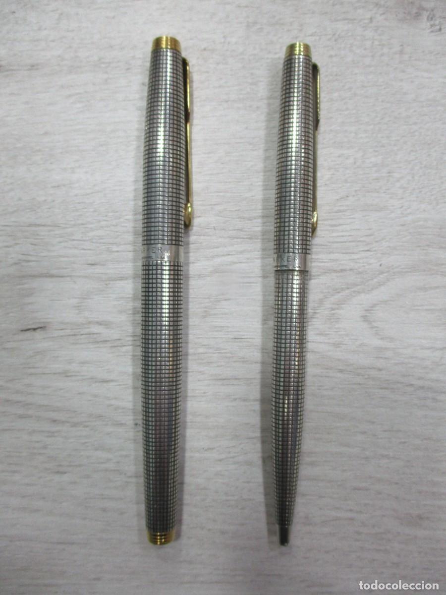 Estilogr&aacute;ficas antiguas, bol&iacute;grafos y plumas: JUEGO DE PLUMA Y BOLIGRAFO PARKER - SERIE PARKER 75 CISELE STERLING - MADE IN USA