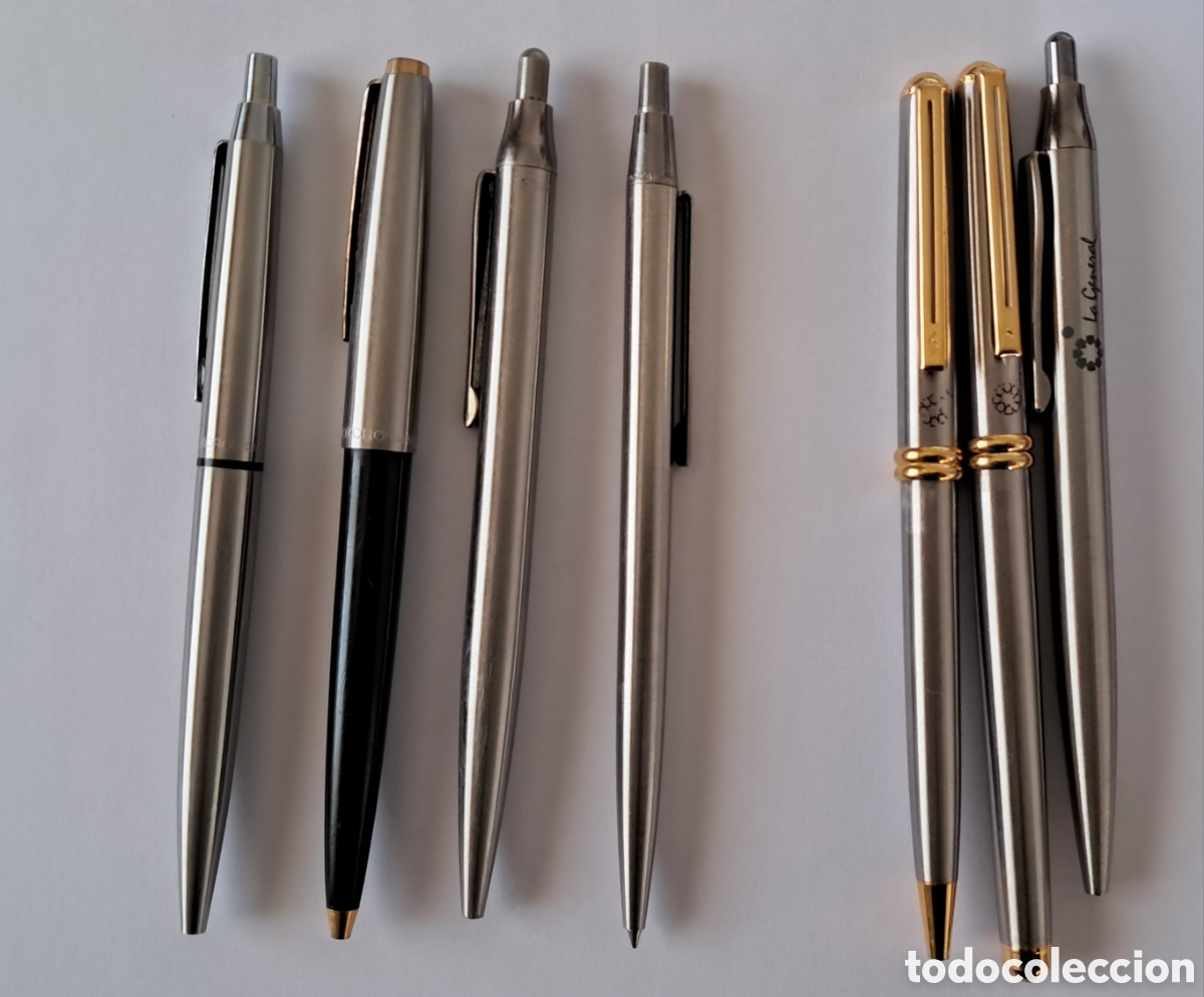 Estilogr&aacute;ficas antiguas, bol&iacute;grafos y plumas: Lote de seis bol&iacute;grafos y una pluma Inoxcrom.