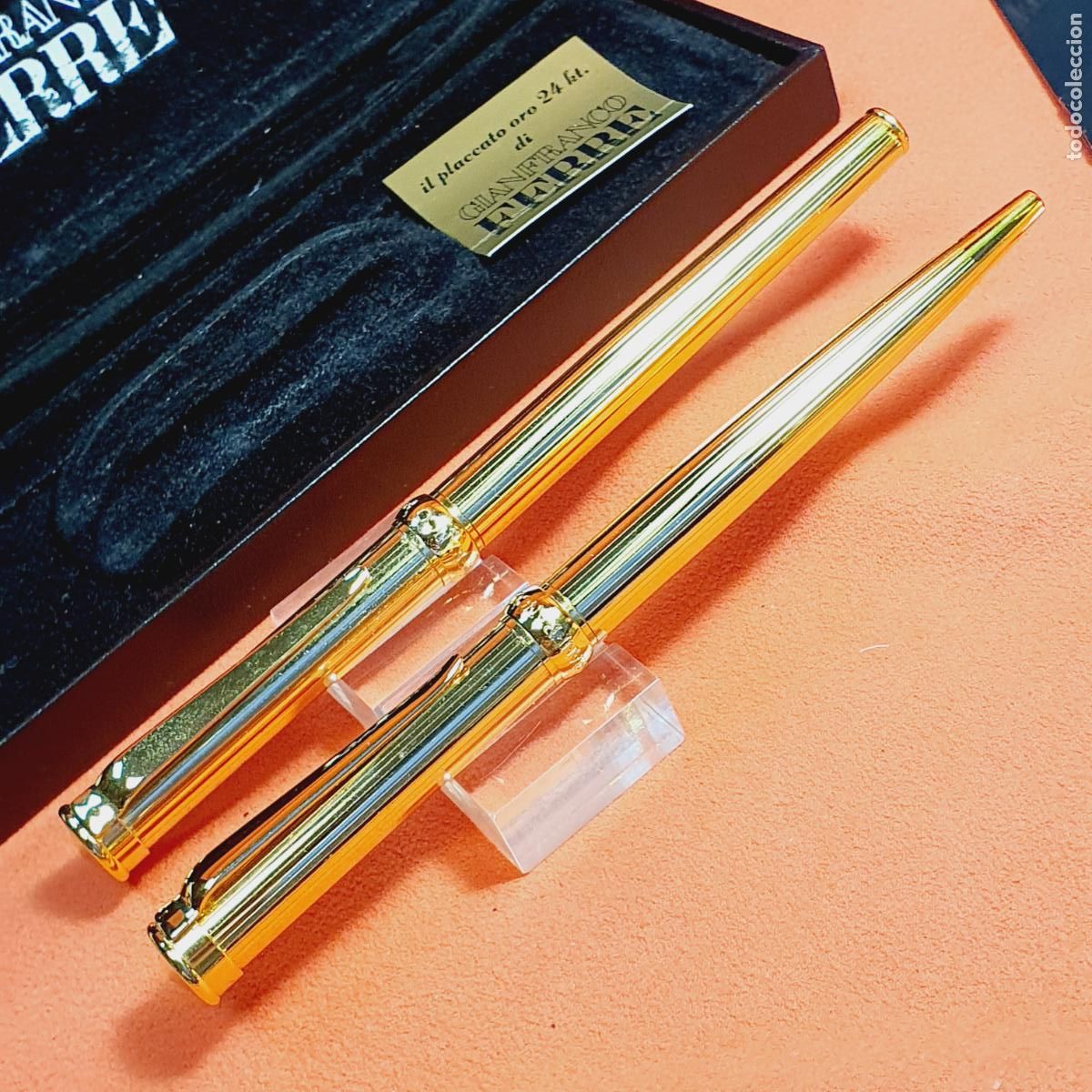 Estilogr&aacute;ficas antiguas, bol&iacute;grafos y plumas: 8921*JUEGO-PLUMA ESTILOGR&Aacute;FICA+BOL&Iacute;GRAFO GOLD-GIANFRANCO FERR&Eacute;-ITALIA-CAJA+PAPELES-VER FOTOGRAF&Iacute;AS.