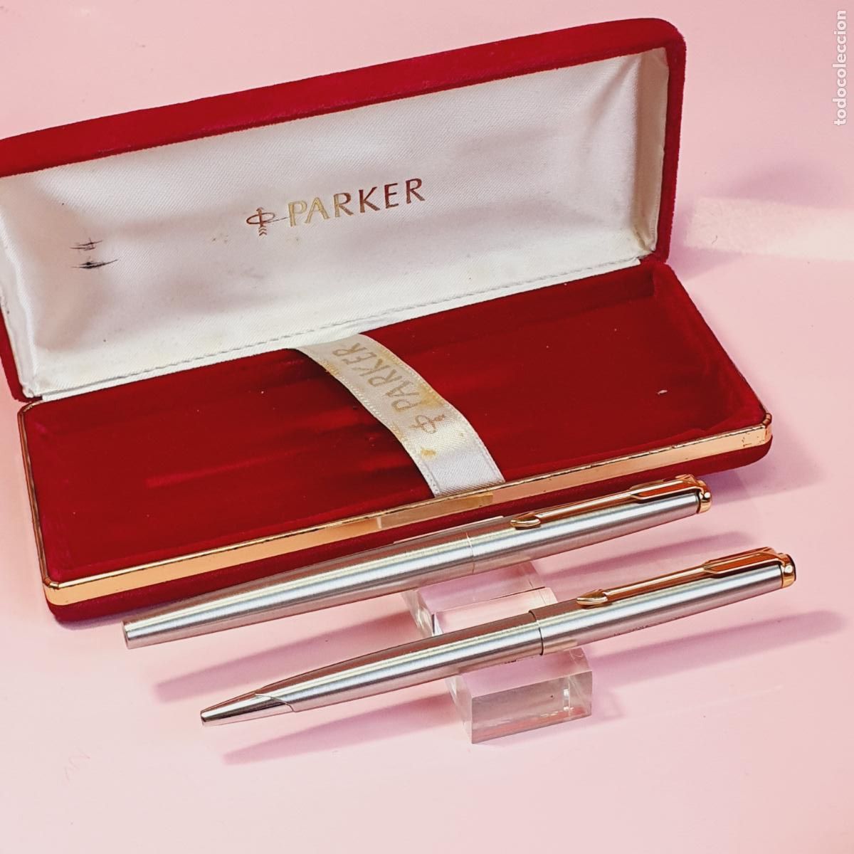 Estilogr&aacute;ficas antiguas, bol&iacute;grafos y plumas: JUEGO-PARKER 50 LUXE(FALC&Oacute;N)-BUEN ESTADO-(GRABADO: D.HERNANDO.)CAJA FOTOGRAF&Iacute;AS-COLECCIONISTAS