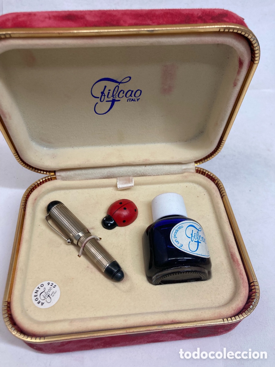 Old Fountain Pens, Pens and Pen Nibs : Juegos Filcao pluma de plata tinta