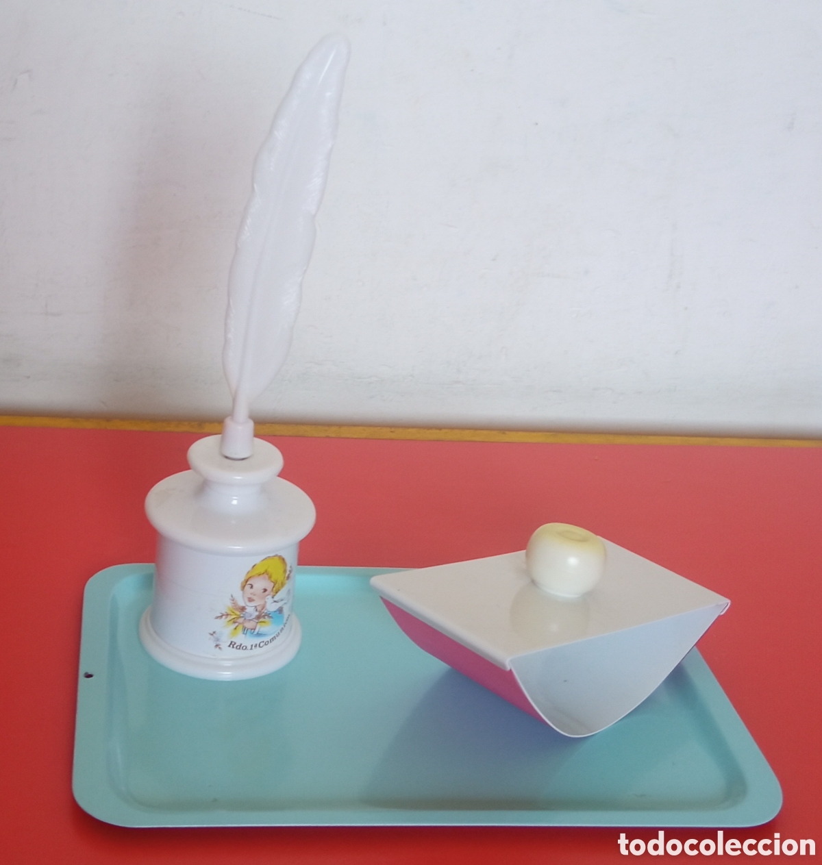 Estilogr&aacute;ficas antiguas, bol&iacute;grafos y plumas: ESCRIBAN&Iacute;A BANDEJA AZUL SECANTE PRIMERA 1&ordf; COMUNI&Oacute;N.MAYSE 80'S.NUEVA.