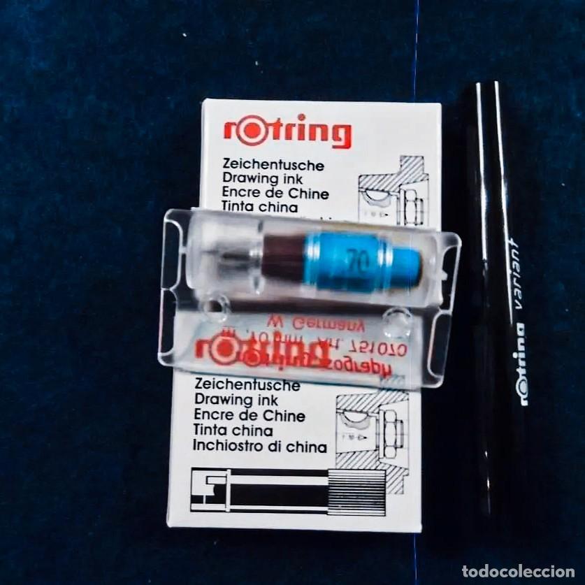 Estilogr&aacute;ficas antiguas, bol&iacute;grafos y plumas: PLUMA Y PUNTERO ROTRING ISOGRAPH 0,70 MM CON 10 CATUCHOS TINTA NEGRA. SIN USAR