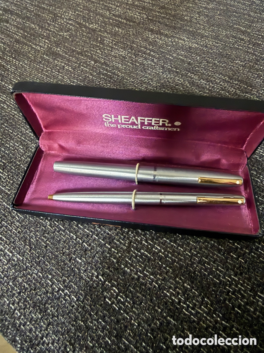 Canetas de tinta permanente antigas, esferogr&aacute;ficas e plumas: Estuche pluma y bol&iacute;grafo Sheaffer Imperial 444 XG
