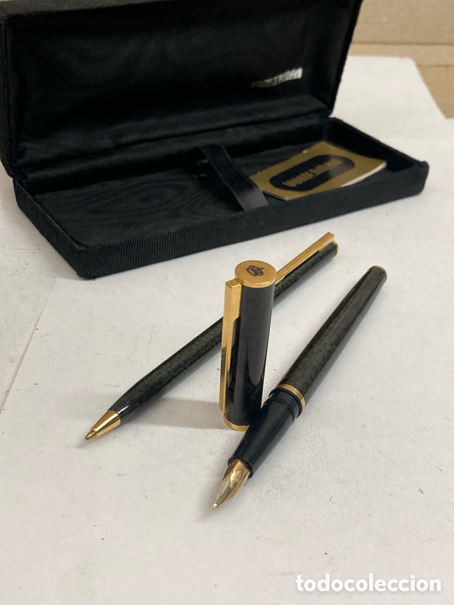 Estilogr&aacute;ficas antiguas, bol&iacute;grafos y plumas: Juego de pluma y bol&iacute;grafo Waterman plumin oro 18kt