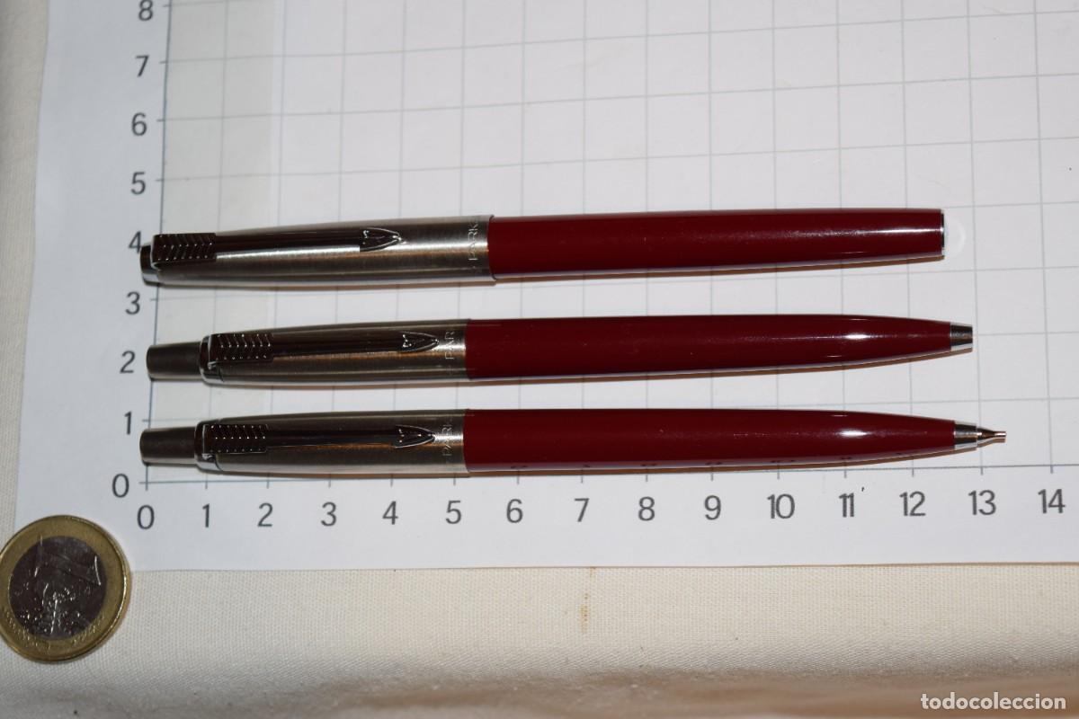 Estilogr&aacute;ficas antiguas, bol&iacute;grafos y plumas: Conjunto - Rotulador, portaminas y bol&iacute;grafo PARKER - Cuerpo rojo burdeos, capuch&oacute;n acero - &iexcl;Mira!