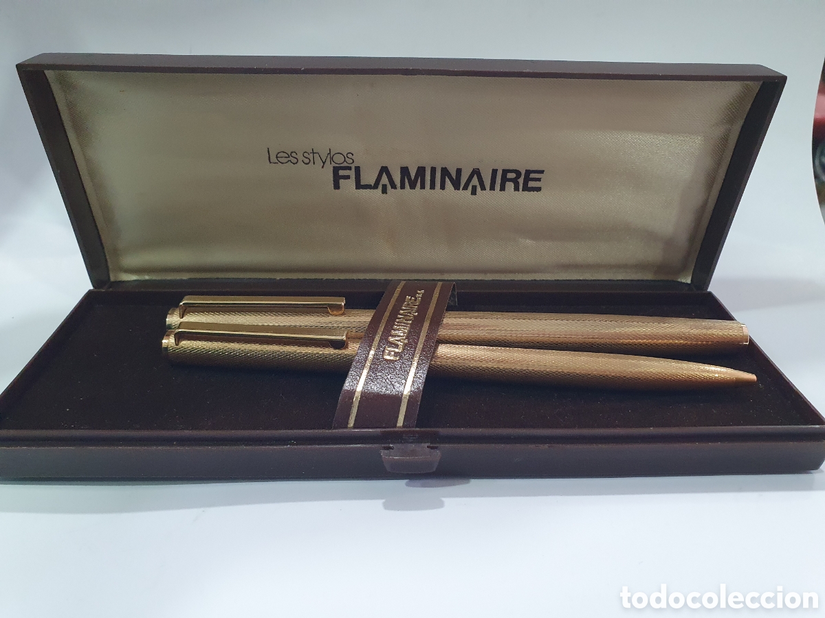 Alte F&uuml;llfederhalter, Kugelschreiber und Federn: Conjunto pluma y bol&iacute;grafo Flaminaire. (L30)
