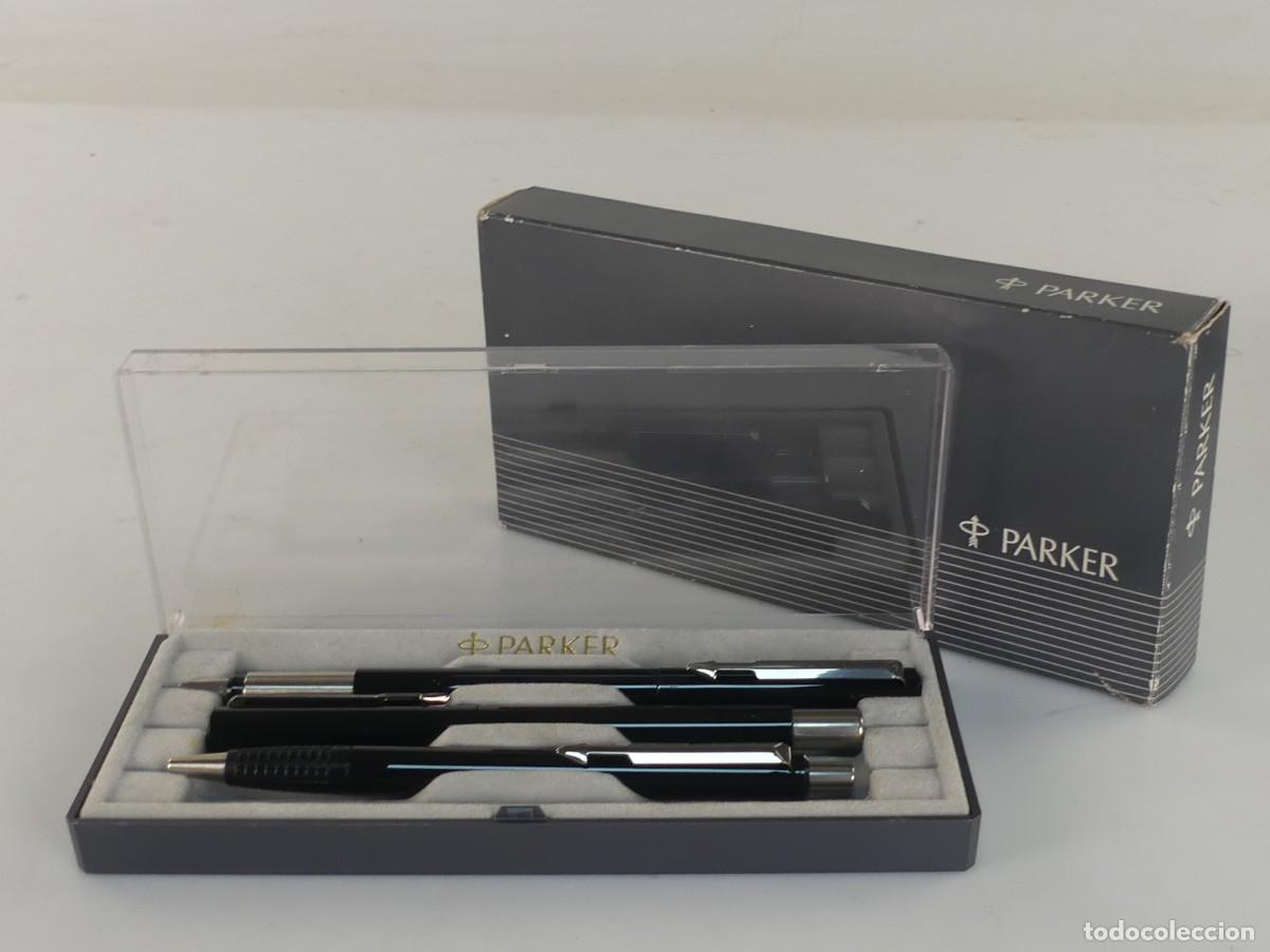 Alte F&uuml;llfederhalter, Kugelschreiber und Federn: JUEGO DE UNA PLUMA Y DOS BOLIGRAFOS MARCA PARKER CON CAJA