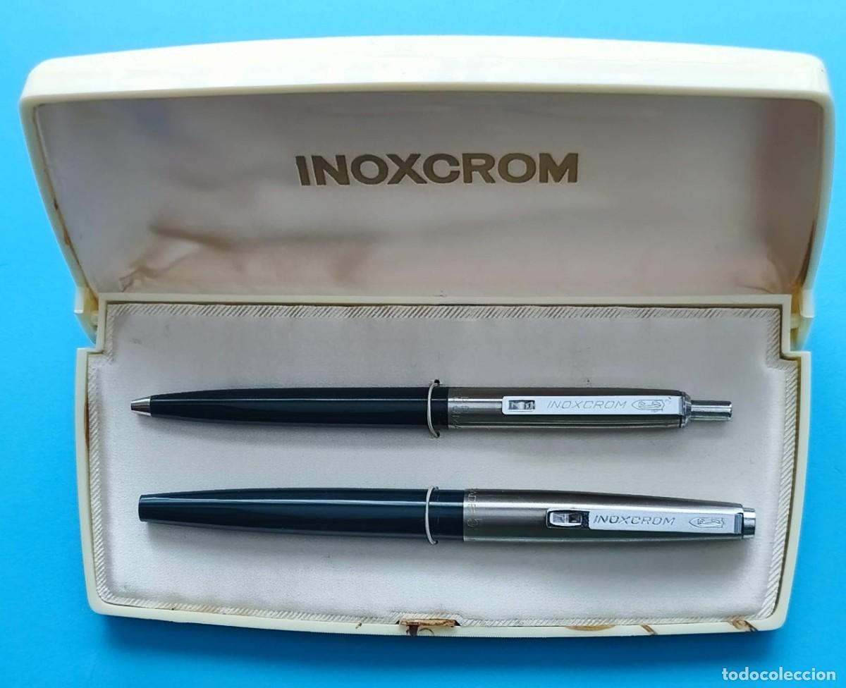 Estilogr&aacute;ficas antiguas, bol&iacute;grafos y plumas: BOL&Iacute;GRAFO + ESTILOGR&Aacute;FICA INOXCOM 55 TRADE MARK EN ESTUCHE