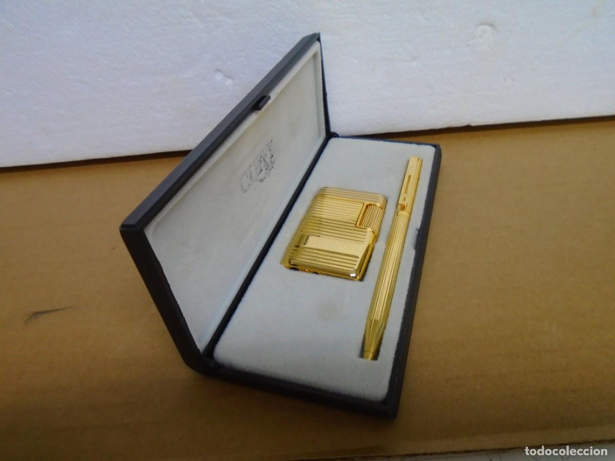 Estilogr&aacute;ficas antiguas, bol&iacute;grafos y plumas: VINTAGE ESTUCHE CON ENCENDEDOR Y BOLIGRAFO CHAPADO,MARCA CLIFFY,IMPECABLE.