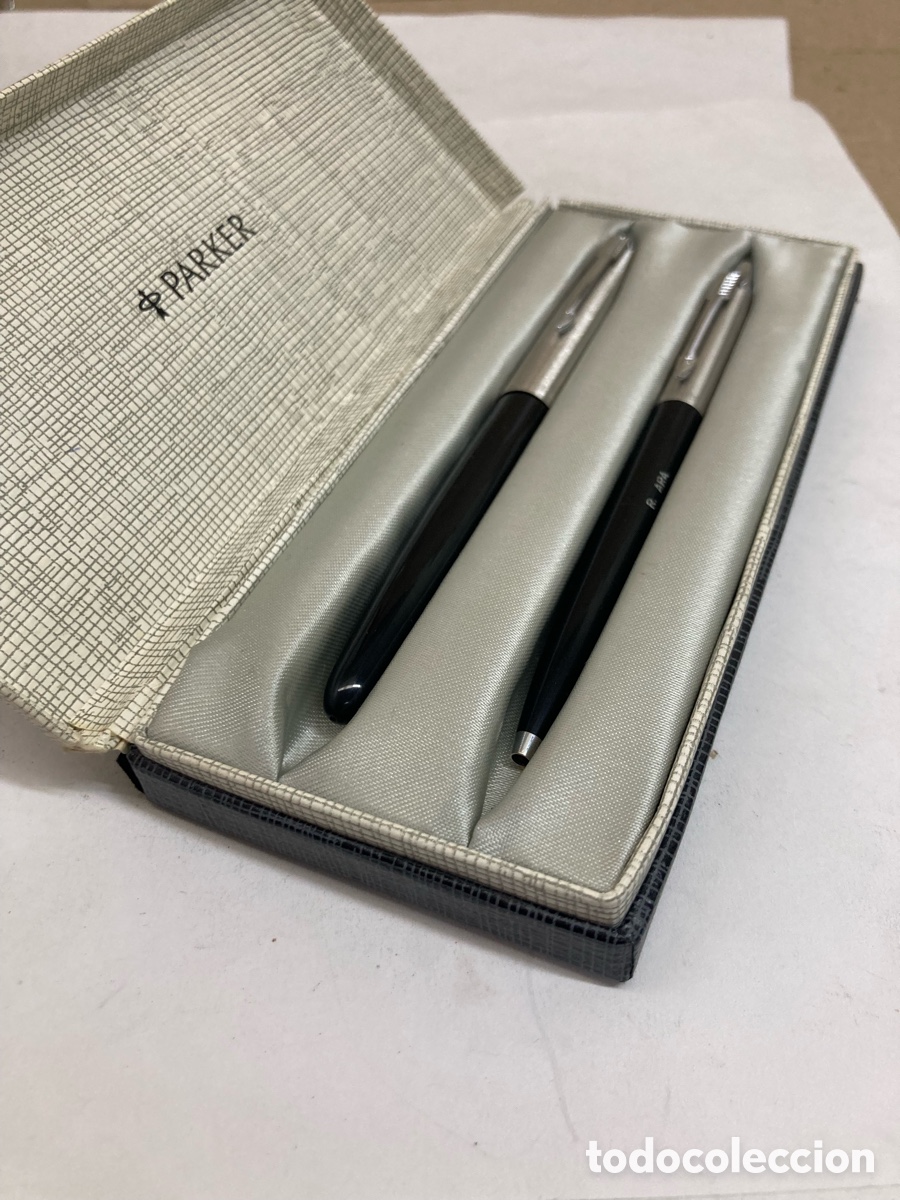 Estilogr&aacute;ficas antiguas, bol&iacute;grafos y plumas: Juego Parker21 Pluma y bol&iacute;grafo cuerpo celuloide negro