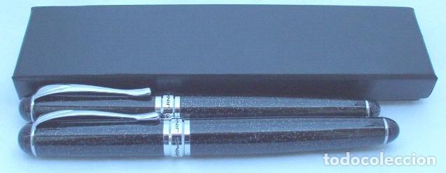 Estilogr&aacute;ficas antiguas, bol&iacute;grafos y plumas: JUEGO ESTILOGRAFICA + BOLIGRAFO JINHAO COLOR NEGRO ESTRELLADO.