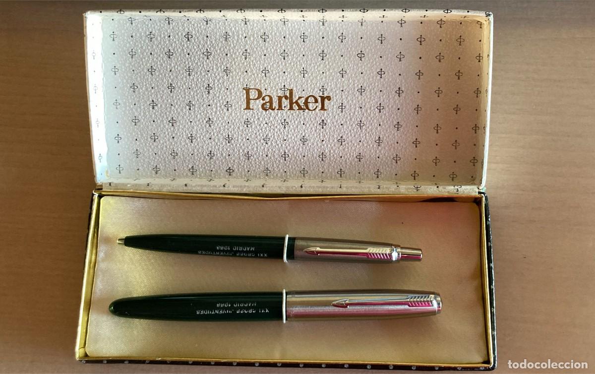 Estilogr&aacute;ficas antiguas, bol&iacute;grafos y plumas: CONJUNTO DE PLUMA ESTILOGR&Aacute;FICA PARKER 45 Y BOL&Iacute;GRAFO PARKER. CON ESTUCHE. 1960.