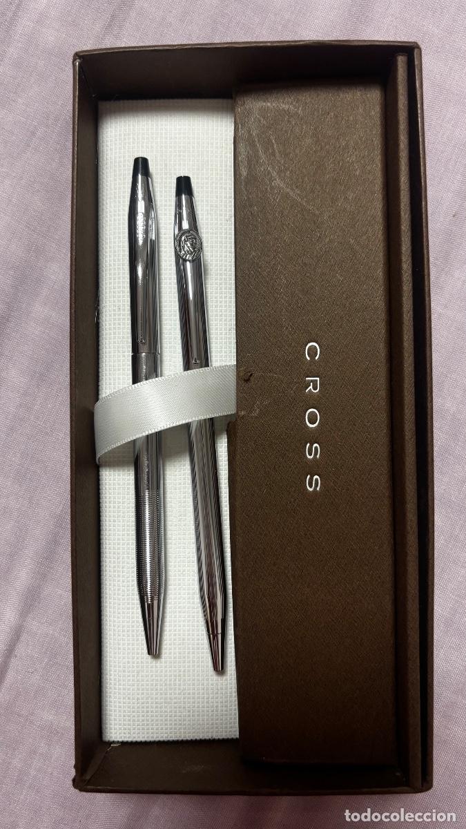 Estilogr&aacute;ficas antiguas, bol&iacute;grafos y plumas: Juego Cross Bol&iacute;grafo y Portaminas Cromados Con Estuche Original