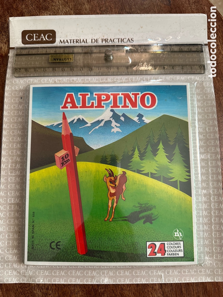 Estilogr&aacute;ficas antiguas, bol&iacute;grafos y plumas: Kit Vintage CEAC A&ntilde;os 90 - Caja Alpino 24 Colores NUEVA Precintada