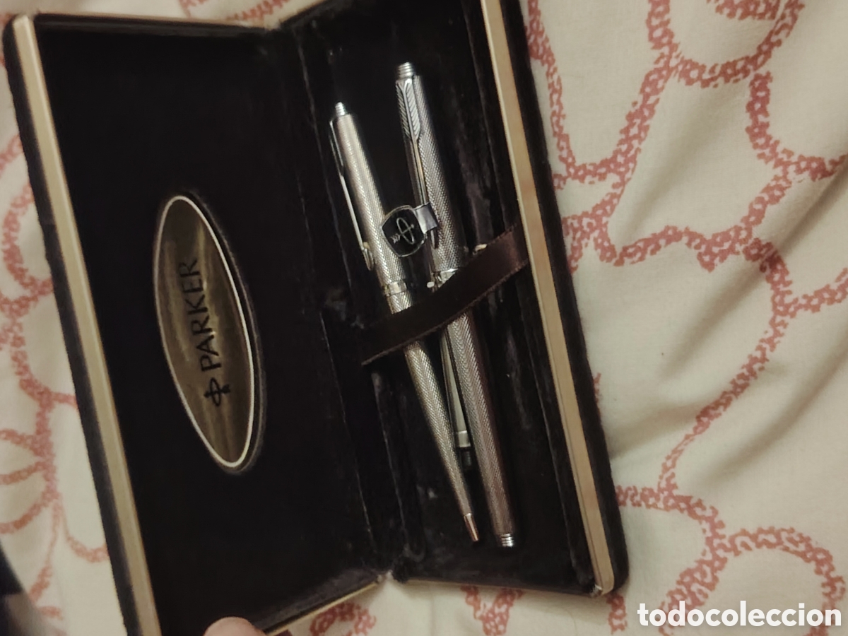 Estilogr&aacute;ficas antiguas, bol&iacute;grafos y plumas: Set Parker 75 Cisel&eacute; (Vintage - Made in France) - Plata de Ley y Oro 14k