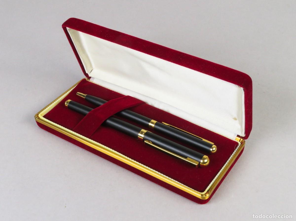 Estilogr&aacute;ficas antiguas, bol&iacute;grafos y plumas: Juego de escritura Lanex con bol&iacute;grafo y pluma con su estuche siglo XX